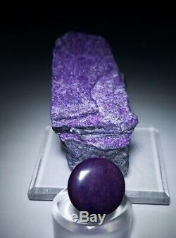 2 PIECES-Purple Suglite crystal & Polished Cabochon, mine South Africa