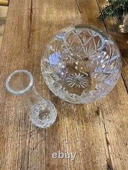 2 Piece Set Tiffany & Co. Sybil Collection Etched Crystal Rose Bowl & Bud Vase