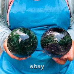 2 Pieces 2240g Natural Fransparent Fluorite Energy Ball Reiki Stone Healing 889