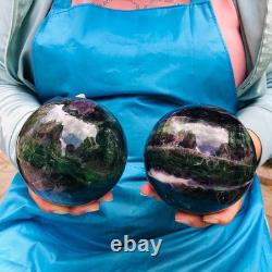 2 Pieces 3090g Natural Fransparent Fluorite Energy Ball Reiki Stone Healing 877