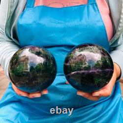 2 Pieces 3090g Natural Fransparent Fluorite Energy Ball Reiki Stone Healing 877