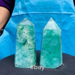 2 Pieces 4.29LB Natural Green Coloured Fluorite Pillars Mineral Specimens 2713