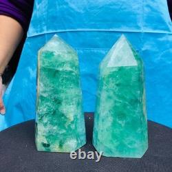 2 Pieces 4.29LB Natural Green Coloured Fluorite Pillars Mineral Specimens 2713