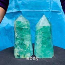 2 Pieces 4.29LB Natural Green Coloured Fluorite Pillars Mineral Specimens 2713