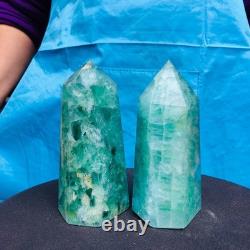 2 Pieces 4.29LB Natural Green Coloured Fluorite Pillars Mineral Specimens 2713