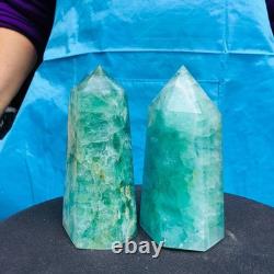2 Pieces 4.29LB Natural Green Coloured Fluorite Pillars Mineral Specimens 2713