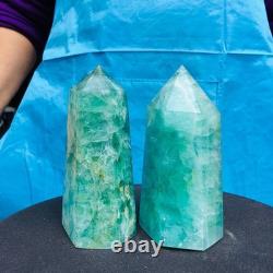 2 Pieces 4.29LB Natural Green Coloured Fluorite Pillars Mineral Specimens 2713
