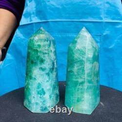 2 Pieces 4.29LB Natural Green Coloured Fluorite Pillars Mineral Specimens 2713