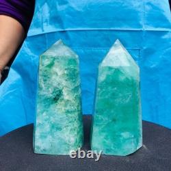 2 Pieces 4.29LB Natural Green Coloured Fluorite Pillars Mineral Specimens 2713