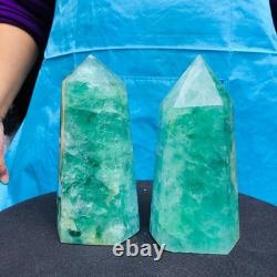 2 Pieces 4.29LB Natural Green Coloured Fluorite Pillars Mineral Specimens 2713