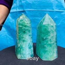 2 Pieces 4.29LB Natural Green Coloured Fluorite Pillars Mineral Specimens 2713