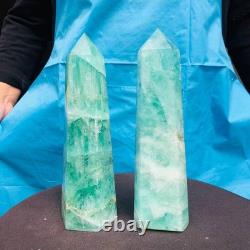 2 Pieces 4.42LB Natural Green Coloured Fluorite Pillars Mineral Specimens 2708