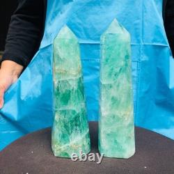 2 Pieces 4.42LB Natural Green Coloured Fluorite Pillars Mineral Specimens 2708