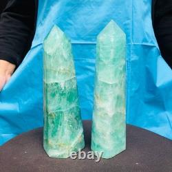 2 Pieces 4.42LB Natural Green Coloured Fluorite Pillars Mineral Specimens 2708