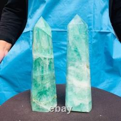 2 Pieces 4.42LB Natural Green Coloured Fluorite Pillars Mineral Specimens 2708