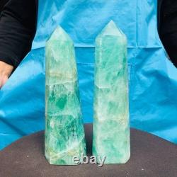 2 Pieces 4.42LB Natural Green Coloured Fluorite Pillars Mineral Specimens 2708