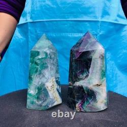 2 Pieces 4.4LB Natural Green Coloured Fluorite Pillars Mineral Specimens 2720