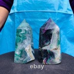 2 Pieces 4.4LB Natural Green Coloured Fluorite Pillars Mineral Specimens 2720