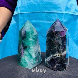 2 Pieces 4.4LB Natural Green Coloured Fluorite Pillars Mineral Specimens 2720