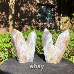 2 Pieces 4.77LB Natural Ocean Jasper column multiple pointed quartz crystal 1181