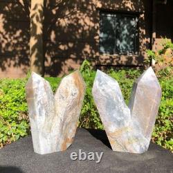 2 Pieces 4.77LB Natural Ocean Jasper column multiple pointed quartz crystal 1181
