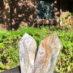 2 Pieces 4.77LB Natural Ocean Jasper column multiple pointed quartz crystal 1181