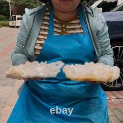 2 Pieces 4.79LB Natural Transparent White Quartz Crystal Cluster Specimen 1462