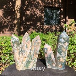 2 Pieces 5.36LB Natural Ocean Jasper column multiple pointed quartz crystal 1182