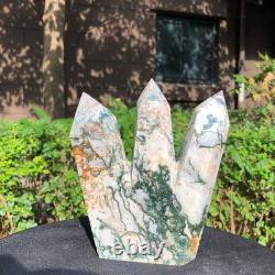 2 Pieces 5.36LB Natural Ocean Jasper column multiple pointed quartz crystal 1182