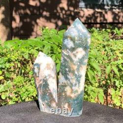 2 Pieces 5.36LB Natural Ocean Jasper column multiple pointed quartz crystal 1182