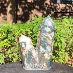 2 Pieces 5.36LB Natural Ocean Jasper column multiple pointed quartz crystal 1182