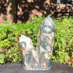 2 Pieces 5.36LB Natural Ocean Jasper column multiple pointed quartz crystal 1182