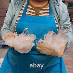 2 Pieces 5.91LB Natural Clear Quartz Crystal Cluster Mineral Specimen 1457