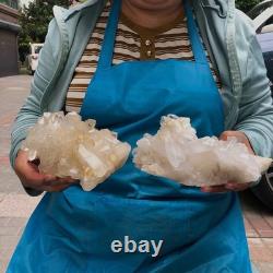 2 Pieces 5.96LB Natural Clear Quartz Crystal Cluster Mineral Specimen 1455