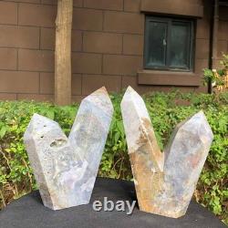 2 Pieces 6.16LB Natural Ocean Jasper column multiple pointed quartz crystal 1177