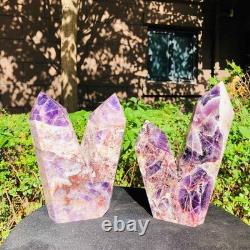 2 Pieces 6.42LB Natural Dreamy amethyst multiple pointed pillar healing 1160
