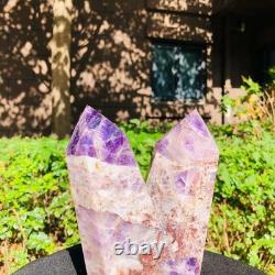 2 Pieces 6.42LB Natural Dreamy amethyst multiple pointed pillar healing 1160