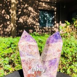 2 Pieces 6.42LB Natural Dreamy amethyst multiple pointed pillar healing 1160