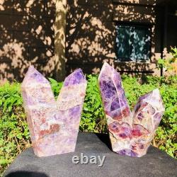 2 Pieces 6.42LB Natural Dreamy amethyst multiple pointed pillar healing 1160