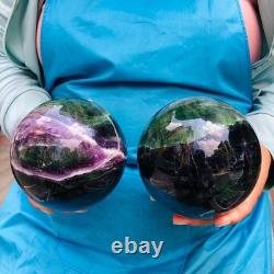 2 Pieces 7.85LB Natural Beautiful Fluorite Energy Magic Crystal Ball Healing 883