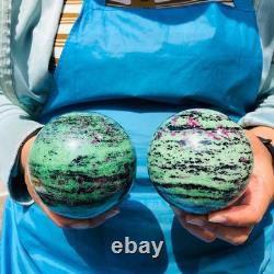 2 pieces 1890g Top Natural Red-Green Treasure Ball Quartz Crystal Healing 2069
