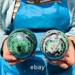 2 pieces 1890g Top Natural Red-Green Treasure Ball Quartz Crystal Healing 2069