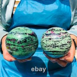 2 pieces 1890g Top Natural Red-Green Treasure Ball Quartz Crystal Healing 2069