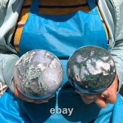 2 pieces 2330g Natural aquatic Agate Ball Quartz Crystal Sphere Healing 2093