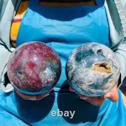 2 pieces 2550g Natural aquatic Agate Ball Quartz Crystal Sphere Healing 2087