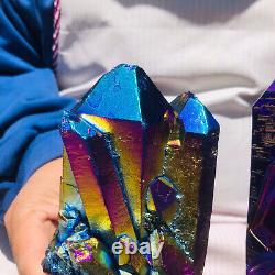 2 pieces 3.36LB Color Electroplate Quartz Crystal Cluster Specimen Heals 482
