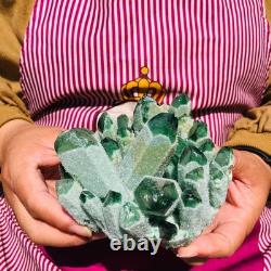 2 pieces 3.5LB Rare Twinkling Green Phantom Quartz Crystal Cluster Specimen 1822