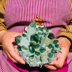 2 pieces 3.5LB Rare Twinkling Green Phantom Quartz Crystal Cluster Specimen 1822