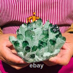 2 pieces 3.5LB Rare Twinkling Green Phantom Quartz Crystal Cluster Specimen 1822