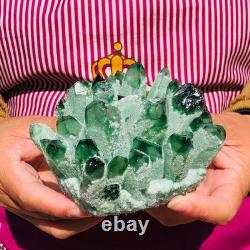 2 pieces 3.5LB Rare Twinkling Green Phantom Quartz Crystal Cluster Specimen 1822
